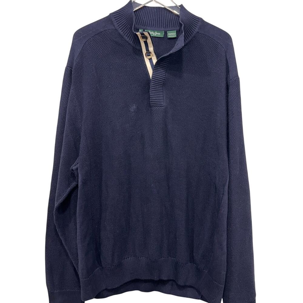 Bobby Jones Navy Pima Cotton Knit Henley Sweater Men’s XXL Golf Pullover‎